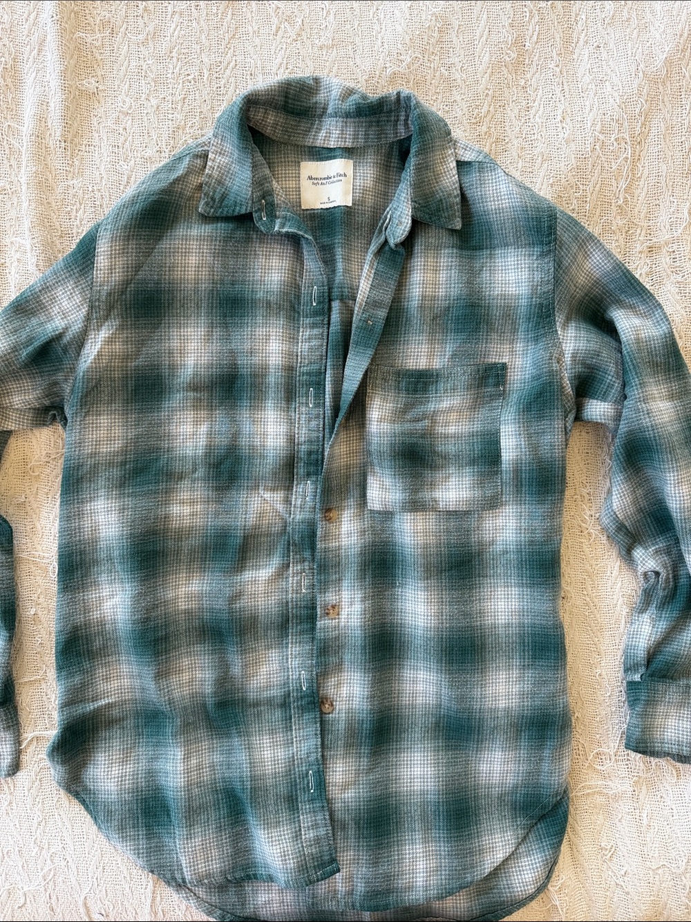 Women’s  Teal Plaid Button-Up Flannel Shirt